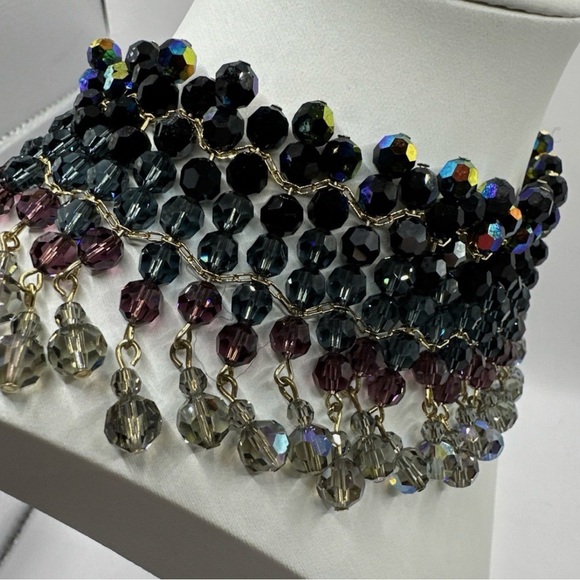 Authentic Signed Vintage Swarovski Multicolor Beaded Statement Necklace - Picture 7 of 11